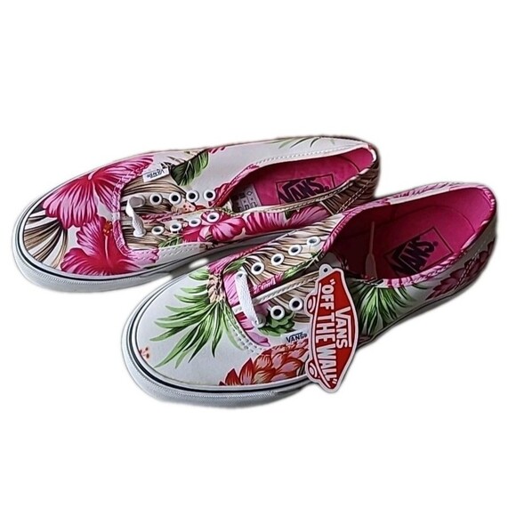 Vans Authentic Hawaiian Floral Womens Size 10.5 Pink White Athletic Shoes NIB - Picture 1 of 7